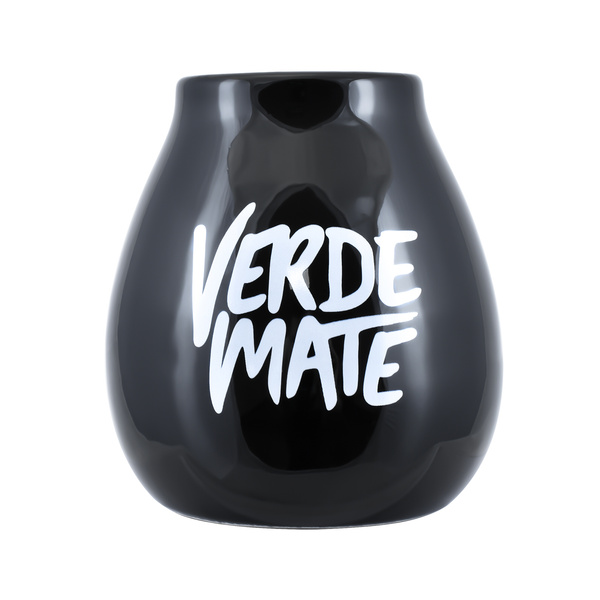 Zucca per mate in ceramica con logo Verde Mate (nera) 350 ml