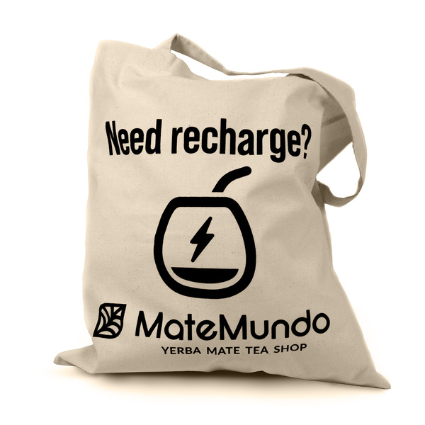 Borsa con logo MateMundo - "Hai bisogno di una ricarica?".