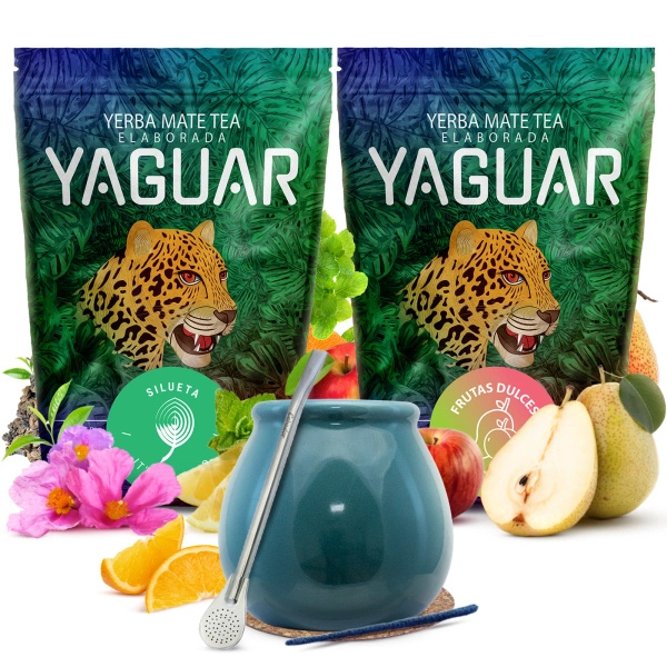 Set di yerba mate Bombilla di calabash in ceramica di Yaguar