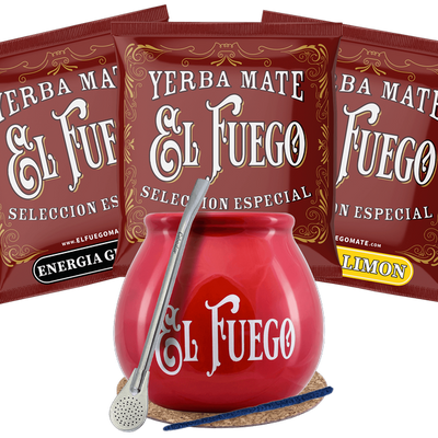 Starter Set Yerba Mate El Fuego Calabash Bombilla
