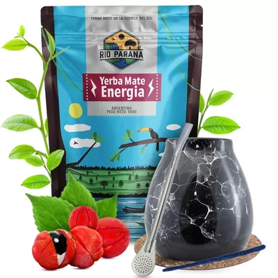 Set di Yerba Mate Rio Parana Energia Tazza di mate + Bombilla 500g