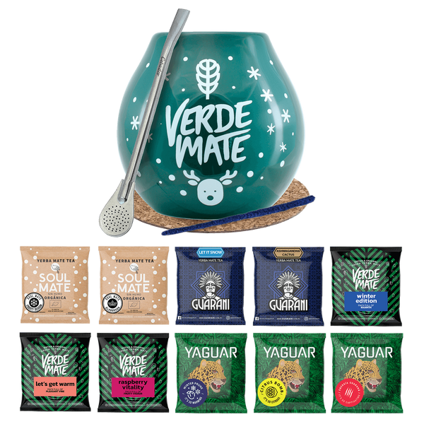 Yerba Mate Set 10x50g Bombilla Zucca Invernale