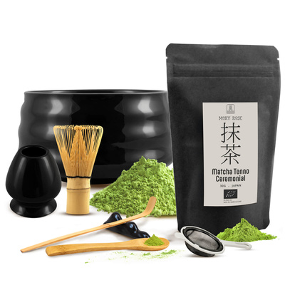 Set cerimoniale per preparare il tè matcha: matcha BIO giapponese 30g + accessori