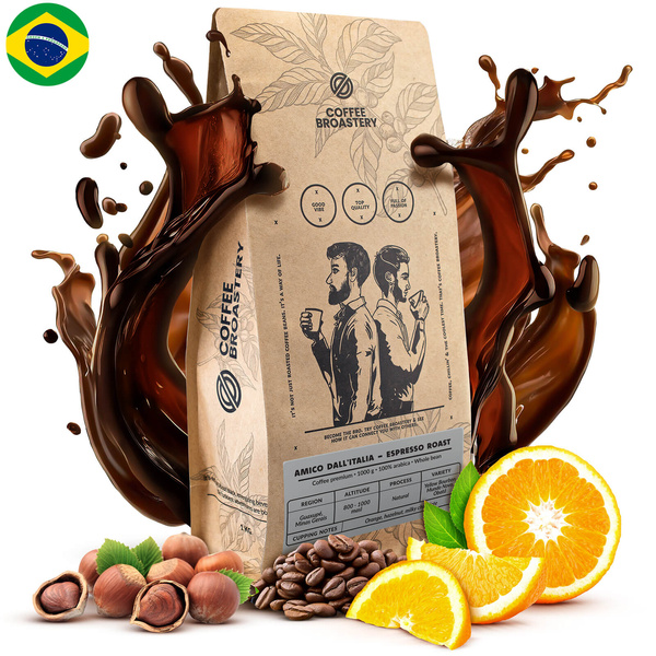 Bro Coffee Roastery - Caffè in grani interi Amico dall'Italia Espresso Roast 1kg