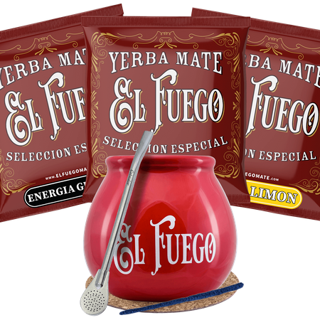 Starter Set Yerba Mate El Fuego Calabash Bombilla