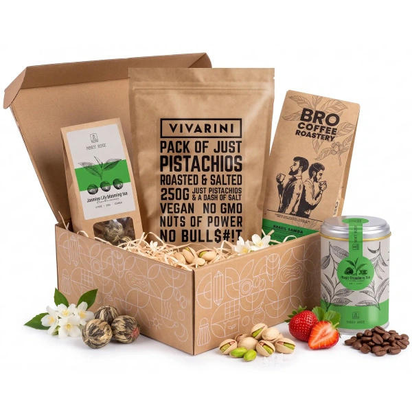 Set regalo con caffè e tè + pistacchi tostati e salati