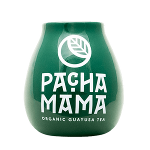 Zucca per mate in ceramica con logo Pachamama (verde) 350 ml