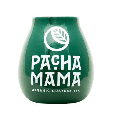 Zucca per mate in ceramica con logo Pachamama (verde) 350 ml