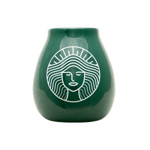 Zucca per mate in ceramica con logo Pachamama (verde) 350 ml