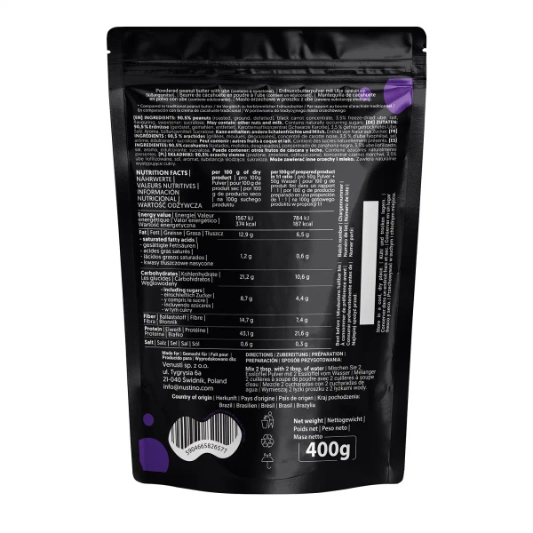 Nustino – Burro di arachidi in polvere – Ube (senza zucchero aggiunto) 400 g