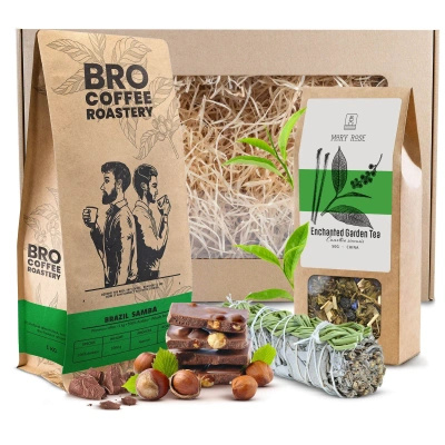 Set regalo di Caffè in Grani Bro Coffee Roastery + Tè + Salvia Bianca Incenso