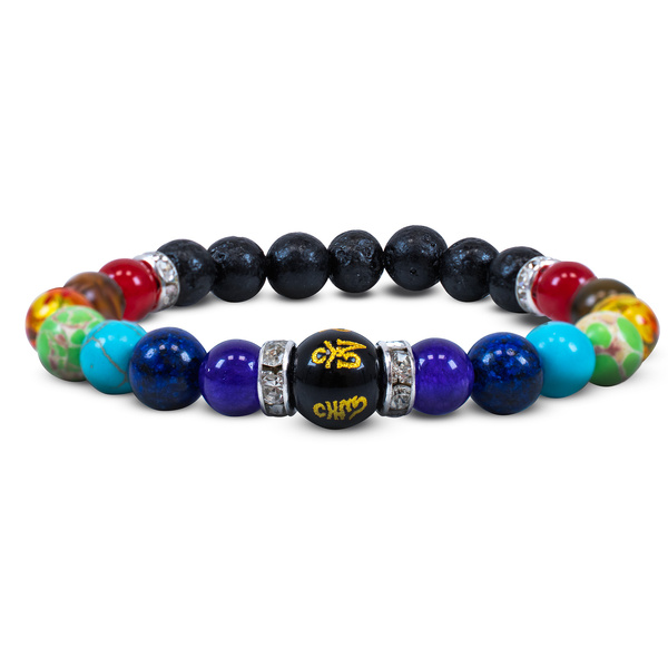 Bracciale "Sette Chakra" – con pietra lavica