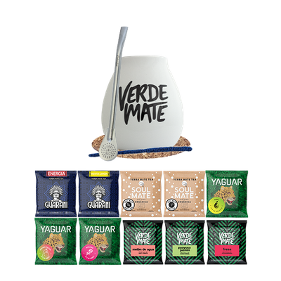 Set Yerba Mate Verde 500g Zucca Bombilla 10x50g