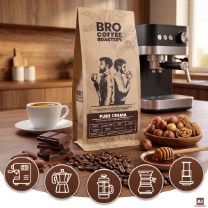 Bro Coffee Roastery – Caffè in grani interi Pure Crema 400 g