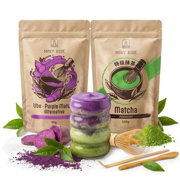 Set per Matcha Latte colorato: Matcha + Purple Matcha + accessori