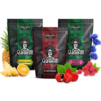 Yerba Mate Guarani set energetico e di frutta 3x500g