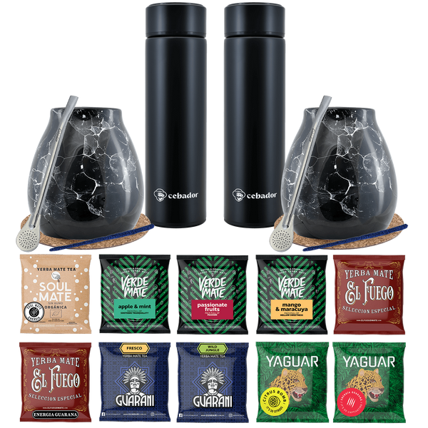 Yerba Mate Thermos Bombilla Set per due 500g