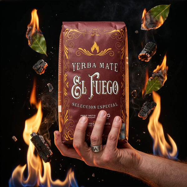 Set di Yerba Mate: El Fuego Elaborada 1kg + Tazza di mate + Bombilla