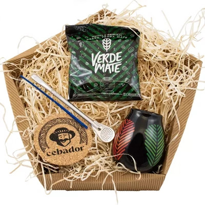Set regalo di Yerba Mate: Verde Mate Frutos Tropicales 50g + Tazza di mate + Bombilla