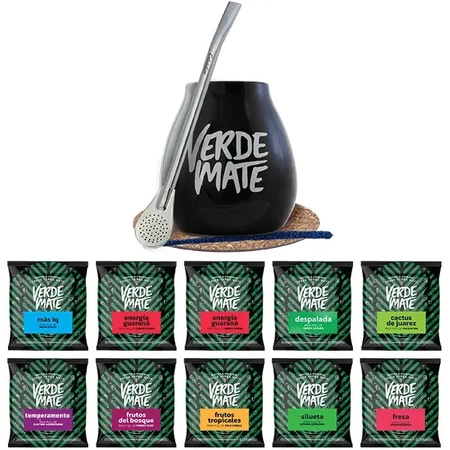 Set Yerba Mate Verde 500g Zucca Bombilla 10x50g