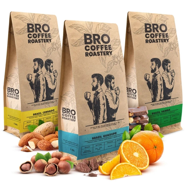 Set di Bro Coffee Roastery Brazil Samba + Brazil Guaxupe + Brazil Cerrado 3x1kg (3kg)