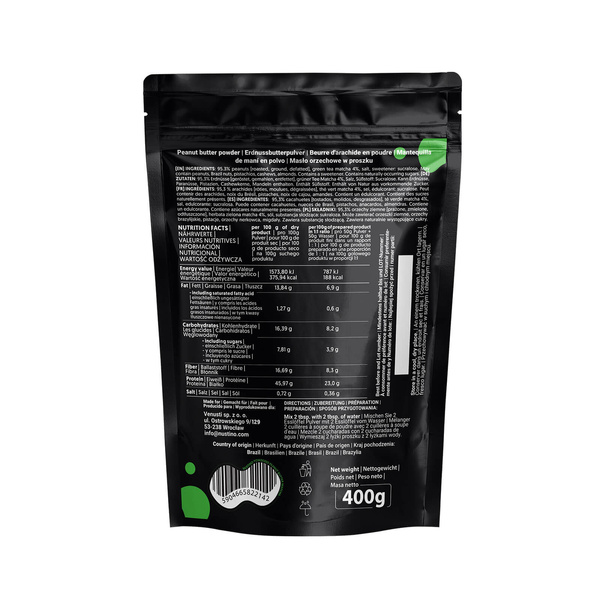 Nustino – Burro di arachidi in polvere – Matcha (senza zucchero aggiunto) 400 g
