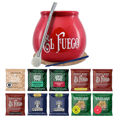 Yerba Mate Set 10x50g Calabash Bombilla 500g