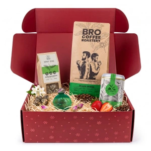 Set regalo natalizio con caffè e tè: Bro Coffee Roastery Brazil Samba + tè Mary Rose