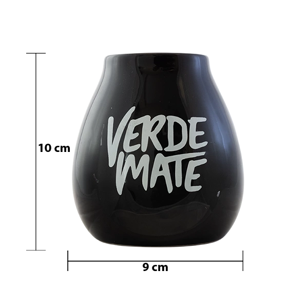 Dimensioni della tazza da mate in ceramica Verde Mate: altezza 10 cm, diametro 9 cm