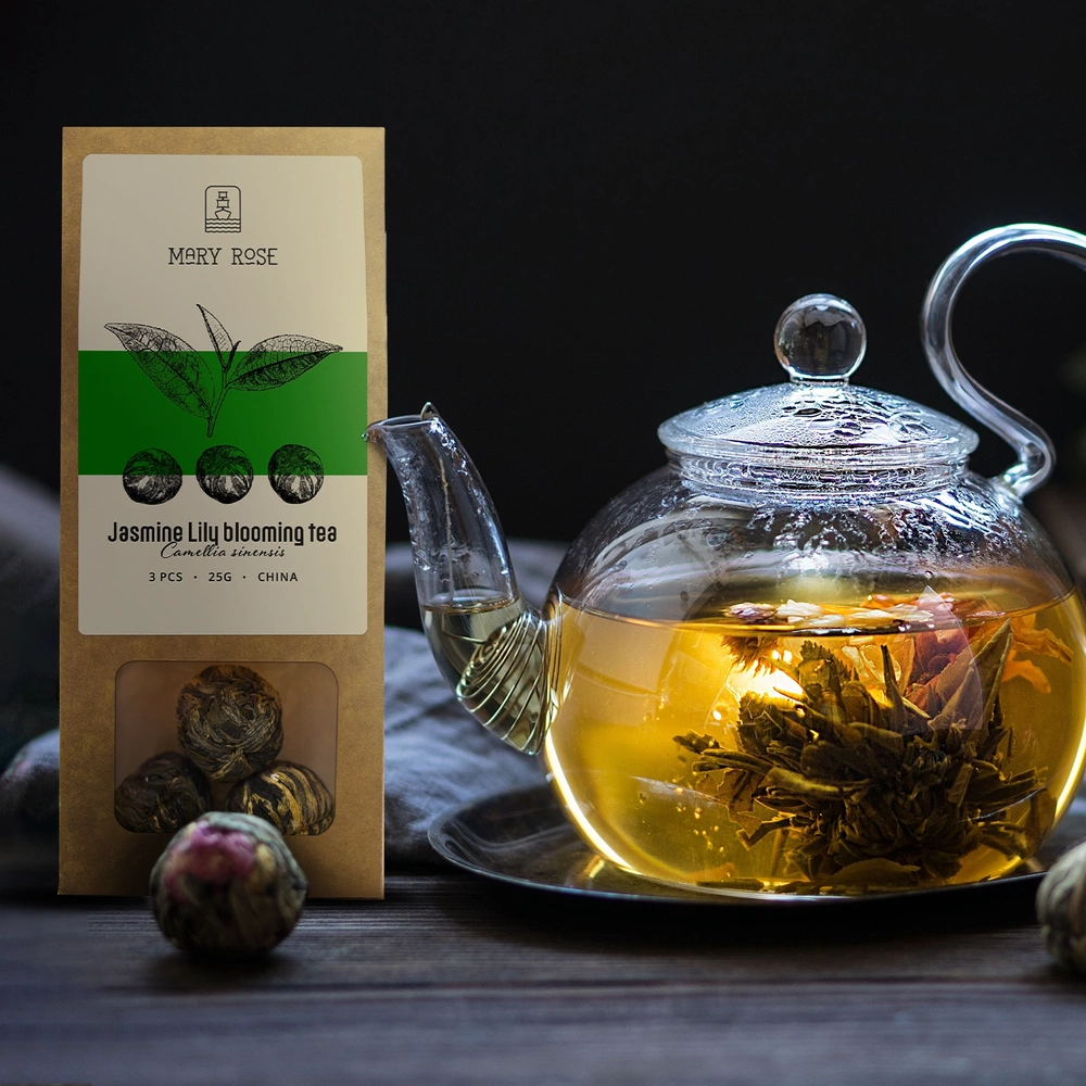 Teabloom Fiori di Tè - 12 Varietà Uniche di Fiori da Tè da Infusione -  Foglie di Tè Verde & Fiori Commestibili Legati a Mano - Confezione Regalo  con 12 Infusori 