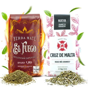 Set di Yerba Mate Elaborada: El Fuego 1kg + Cruz de Malta 1kg