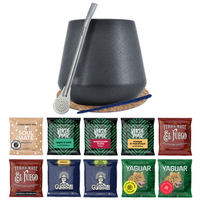 Yerba Mate Set 10x50g Calabash Bombilla 500g